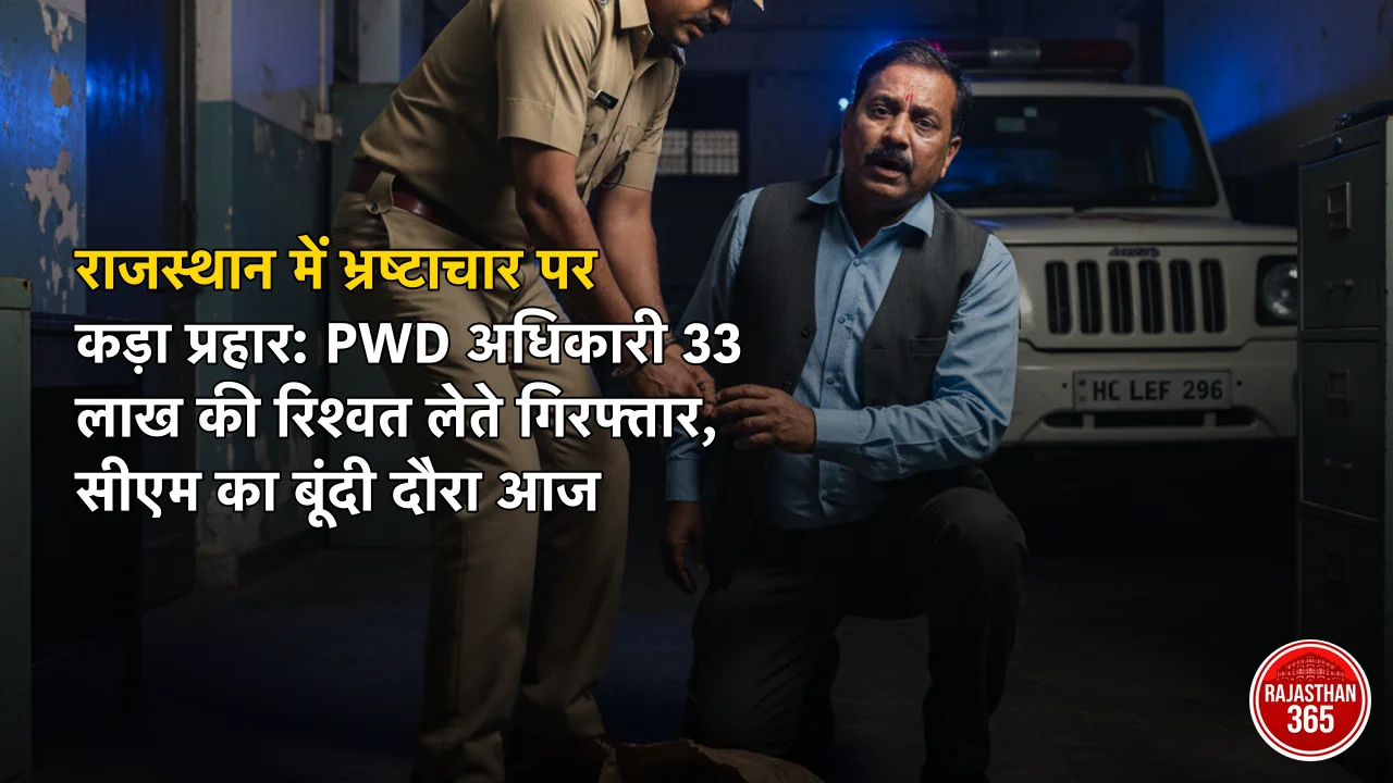 राजस्थान में भ्रष्टाचार पर कड़ा प्रहार: PWD अधिकारी 33 लाख की रिश्वत लेते गिरफ्तार, सीएम का बूंदी दौरा आज