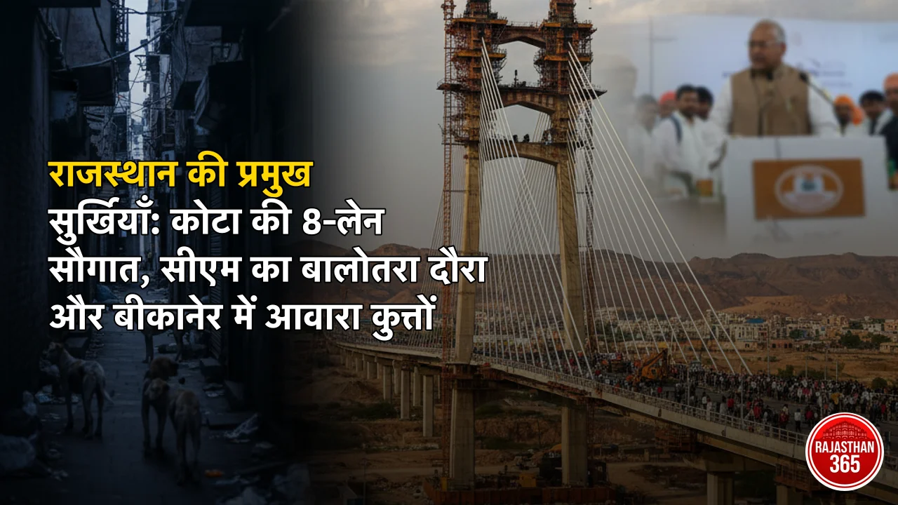 राजस्थान की प्रमुख सुर्खियाँ: कोटा की 8-लेन सौगात, सीएम का बालोतरा दौरा और बीकानेर में आवारा कुत्तों का आतंक