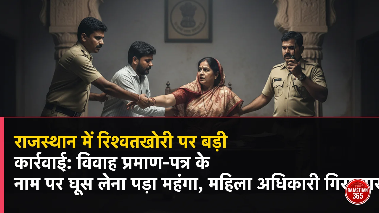 राजस्थान में रिश्वतखोरी पर बड़ी कार्रवाई: विवाह प्रमाण-पत्र के नाम पर घूस लेना पड़ा महंगा, महिला अधिकारी गिरफ्तार