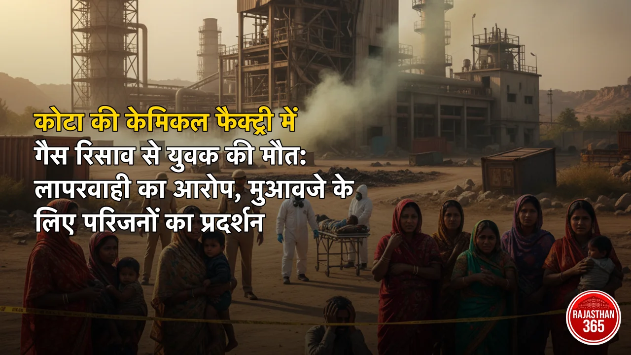 कोटा की केमिकल फैक्ट्री में गैस रिसाव से युवक की मौत: लापरवाही का आरोप, मुआवजे के लिए परिजनों का प्रदर्शन