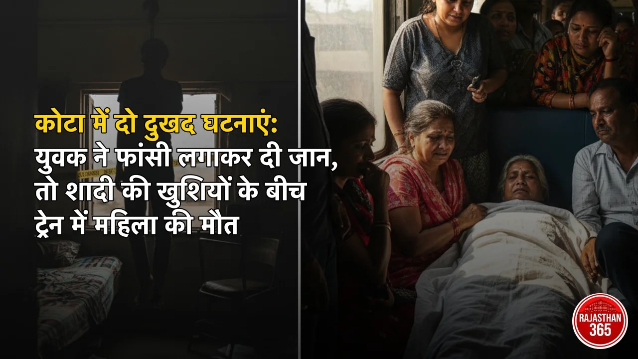 कोटा में दो दुखद घटनाएं: युवक ने फांसी लगाकर दी जान, तो शादी की खुशियों के बीच ट्रेन में महिला की मौत