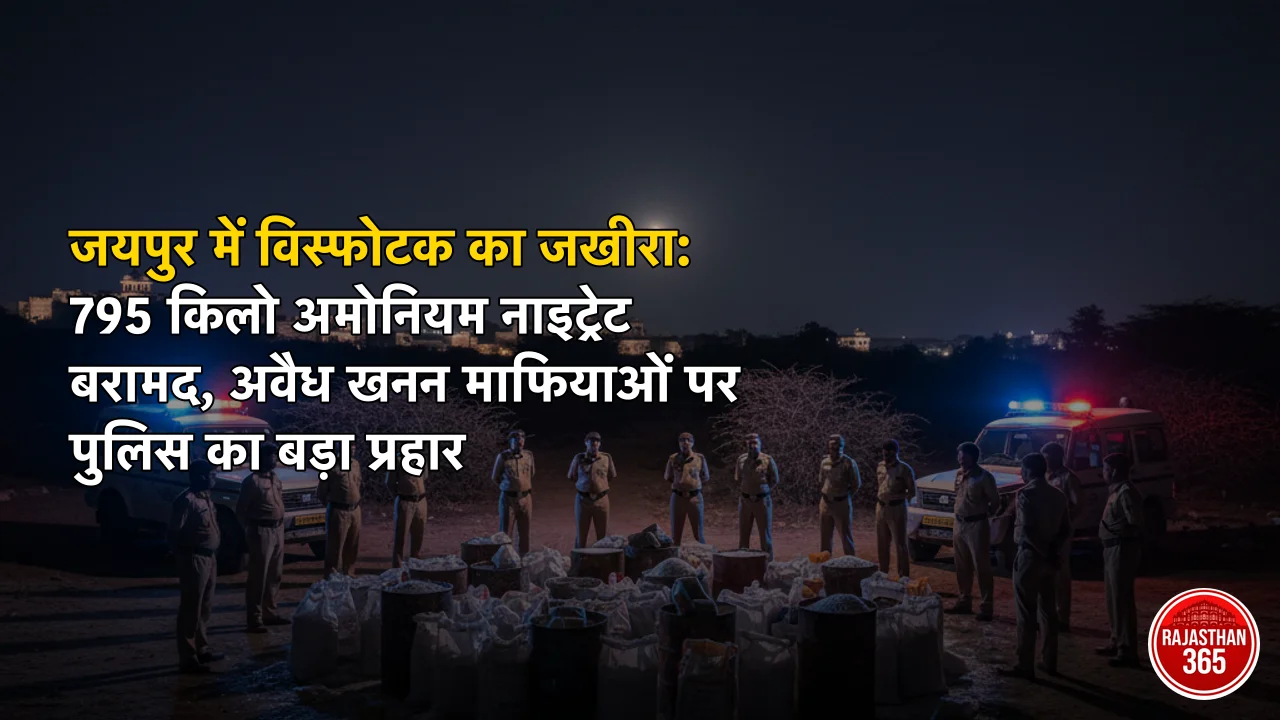 जयपुर में विस्फोटक का जखीरा: 795 किलो अमोनियम नाइट्रेट बरामद, अवैध खनन माफियाओं पर पुलिस का बड़ा प्रहार