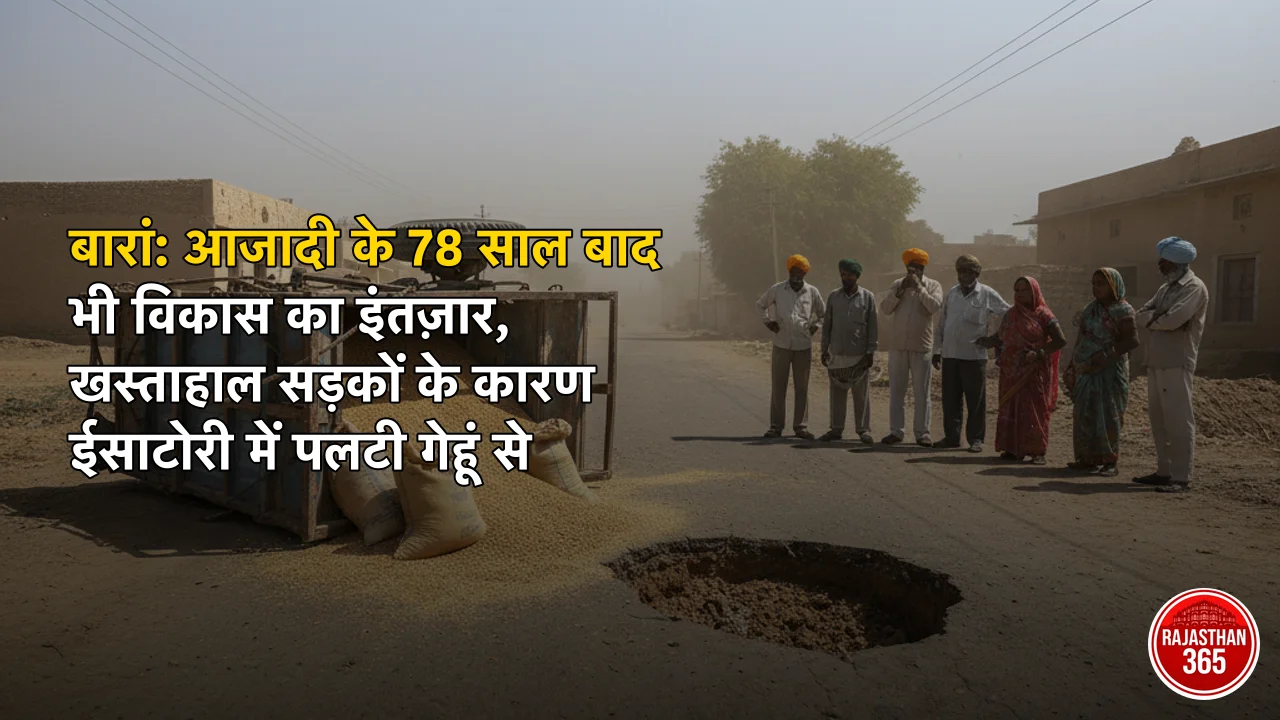 बारां: आजादी के 78 साल बाद भी विकास का इंतज़ार, खस्ताहाल सड़कों के कारण ईसाटोरी में पलटी गेहूं से भरी ट्रॉली