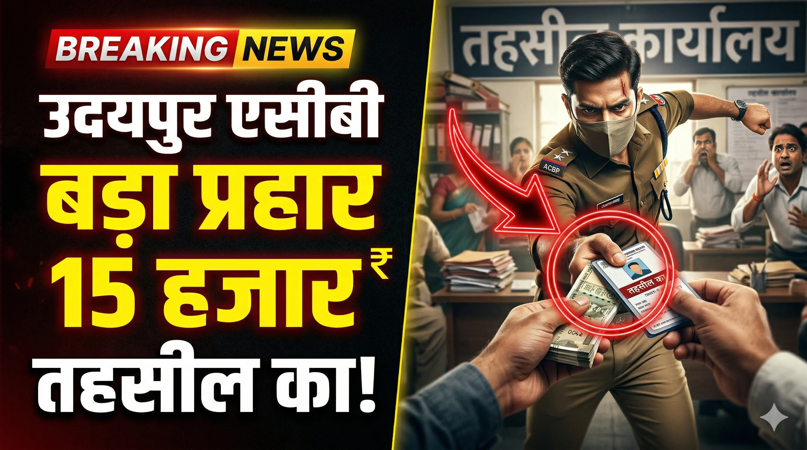उदयपुर एसीबी का बड़ा प्रहार: 15 हजार की रिश्वत लेते तहसील का भू-अभिलेख निरीक्षक गिरफ्तार