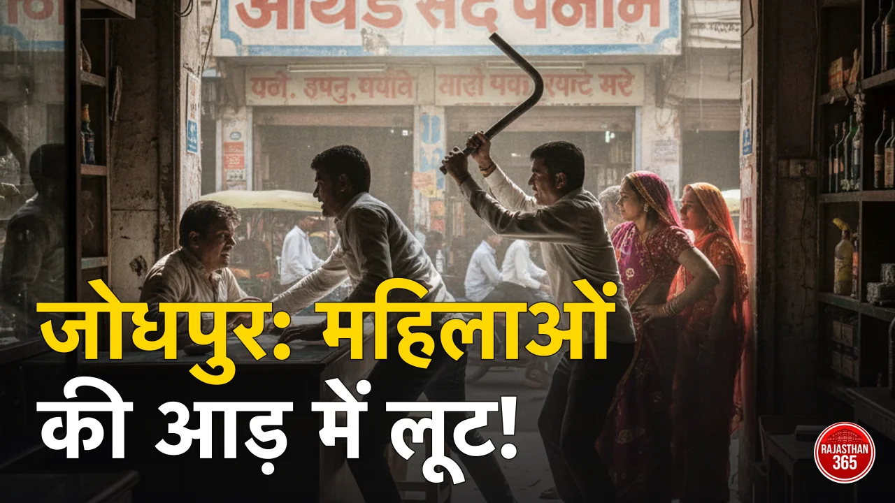 जोधपुर में दिनदहाड़े शराब दुकान पर लूट: महिलाओं की आड़ में बदमाशों का दुस्साहस, स्टाफ को सरियों से पीटा