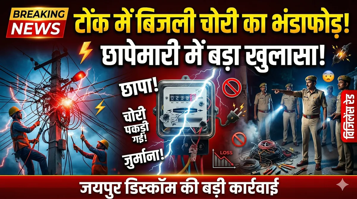 टोंक में बिजली विभाग का बड़ा एक्शन: विजिलेंस टीम ने पकड़ी करोड़ों की बिजली चोरी, मचा हड़कंप