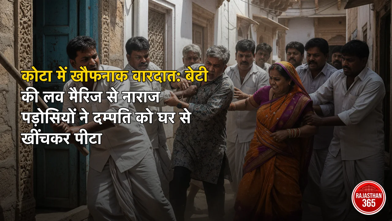 कोटा में खौफनाक वारदात: बेटी की लव मैरिज से नाराज पड़ोसियों ने दम्पति को घर से खींचकर पीटा