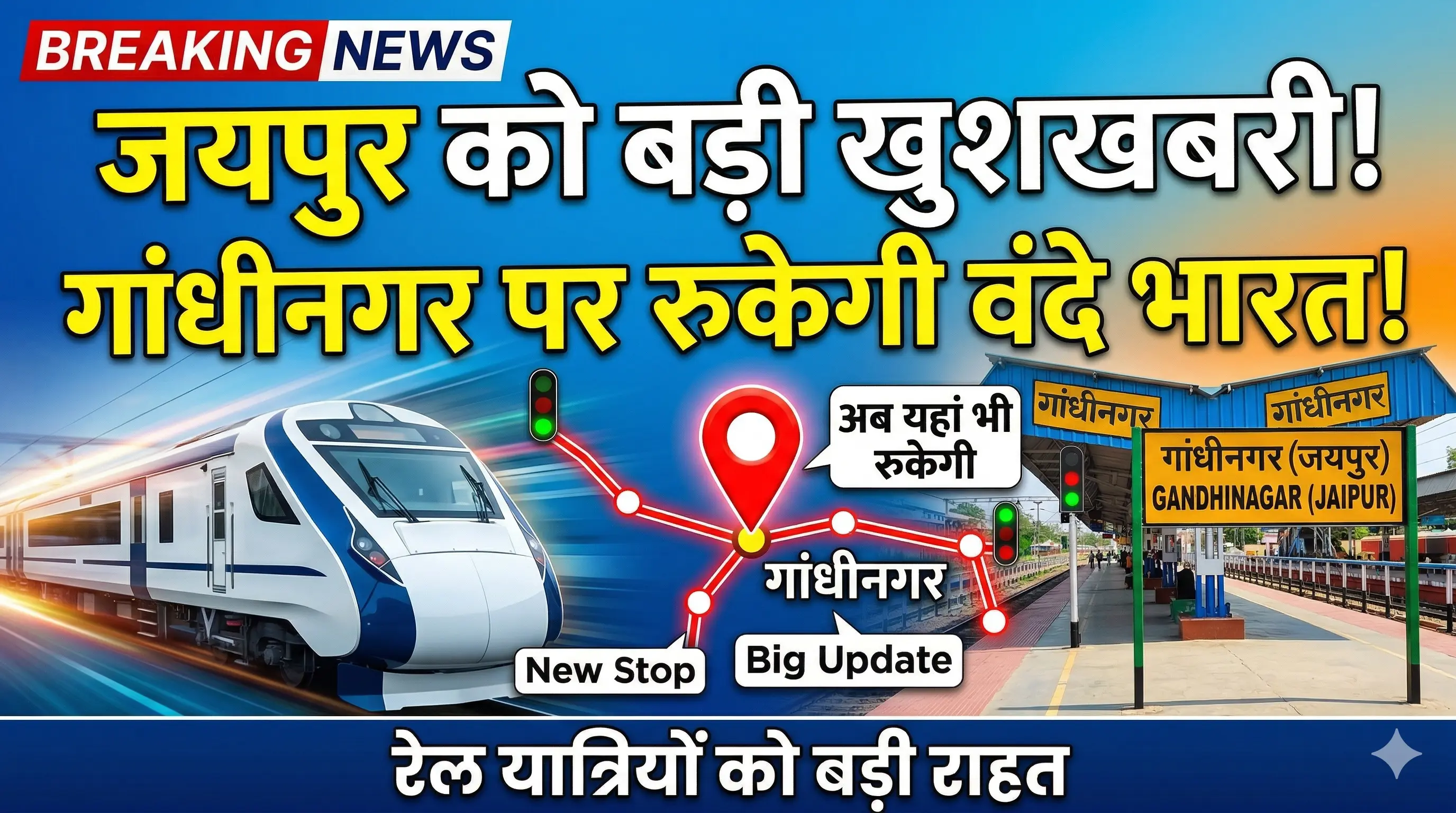 जयपुर वासियों के लिए बड़ी खुशखबरी: अब गांधीनगर स्टेशन पर भी रुकेगी वंदे भारत एक्सप्रेस, जानें क्या है पूरी योजना
