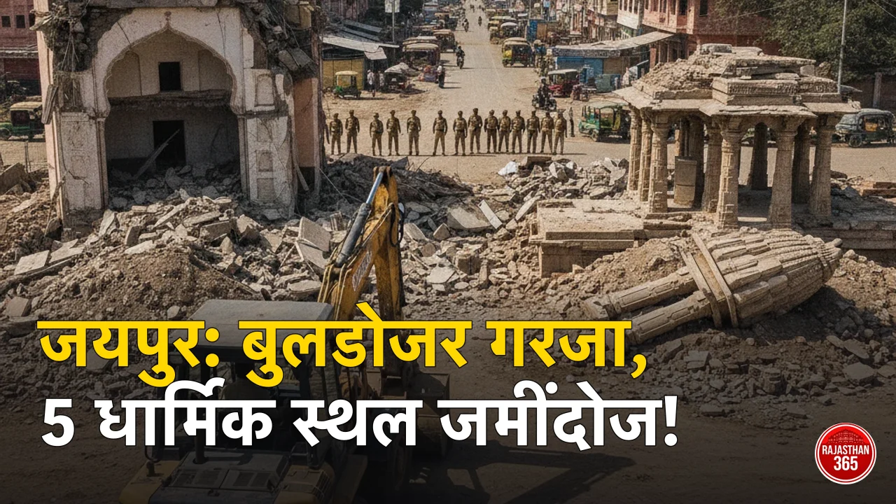 जयपुर के जगतपुरा में JDA द्वारा की गई Jaipur Jagatpura Demolition Drive, जिसमें नंदपुरी रोड चौड़ीकरण के लिए मस्जिद और मंदिरों