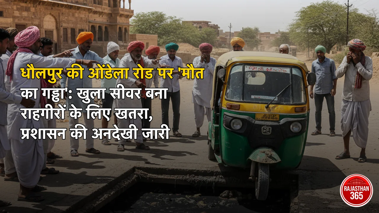 धौलपुर की ओंडेला रोड पर 'मौत का गड्ढा': खुला सीवर बना राहगीरों के लिए खतरा, प्रशासन की अनदेखी जारी